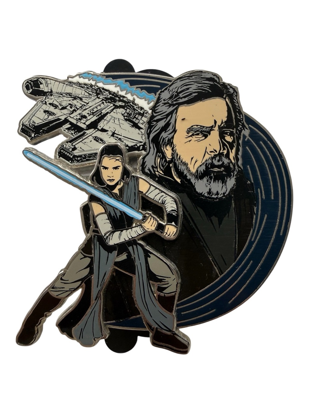 Disney Collectible Pin 2011 Star Wars Rey Luke Skywalker Millennium Falcon